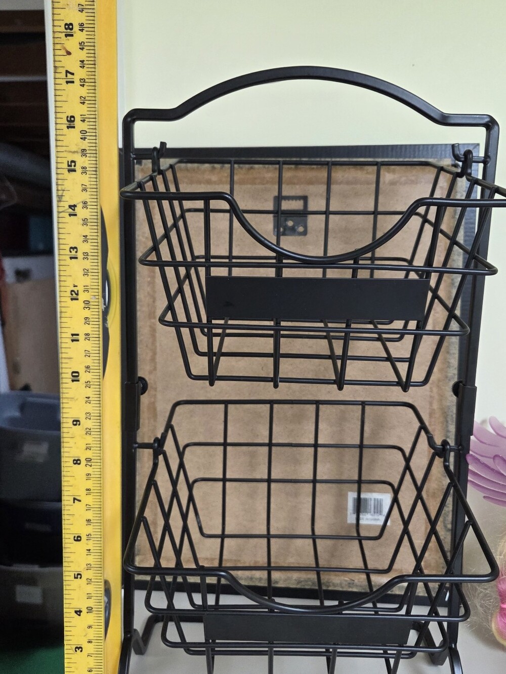 2-tier black metal wire storage stand